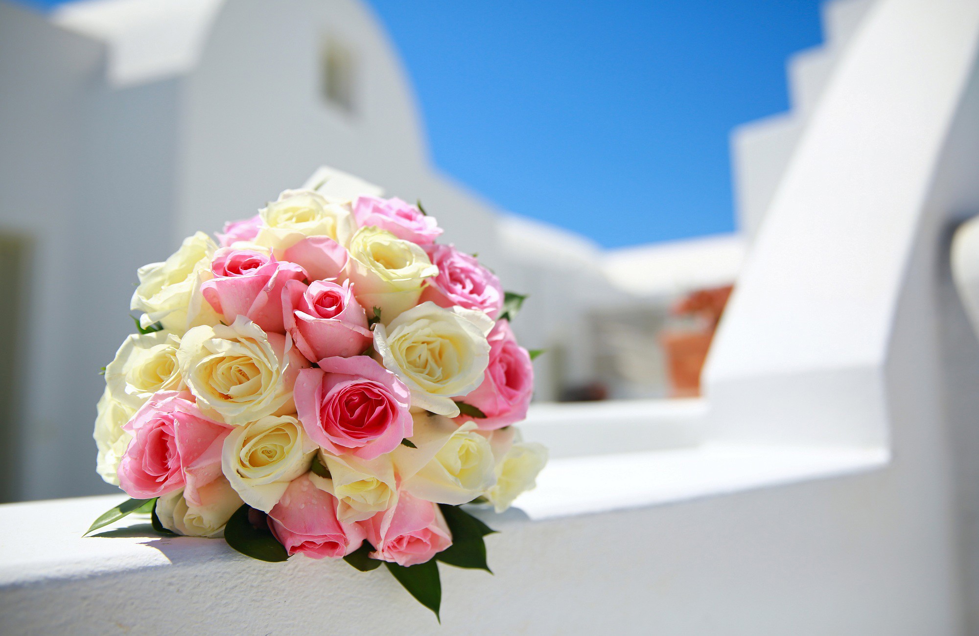 Pink and white wedding bridal bouquet